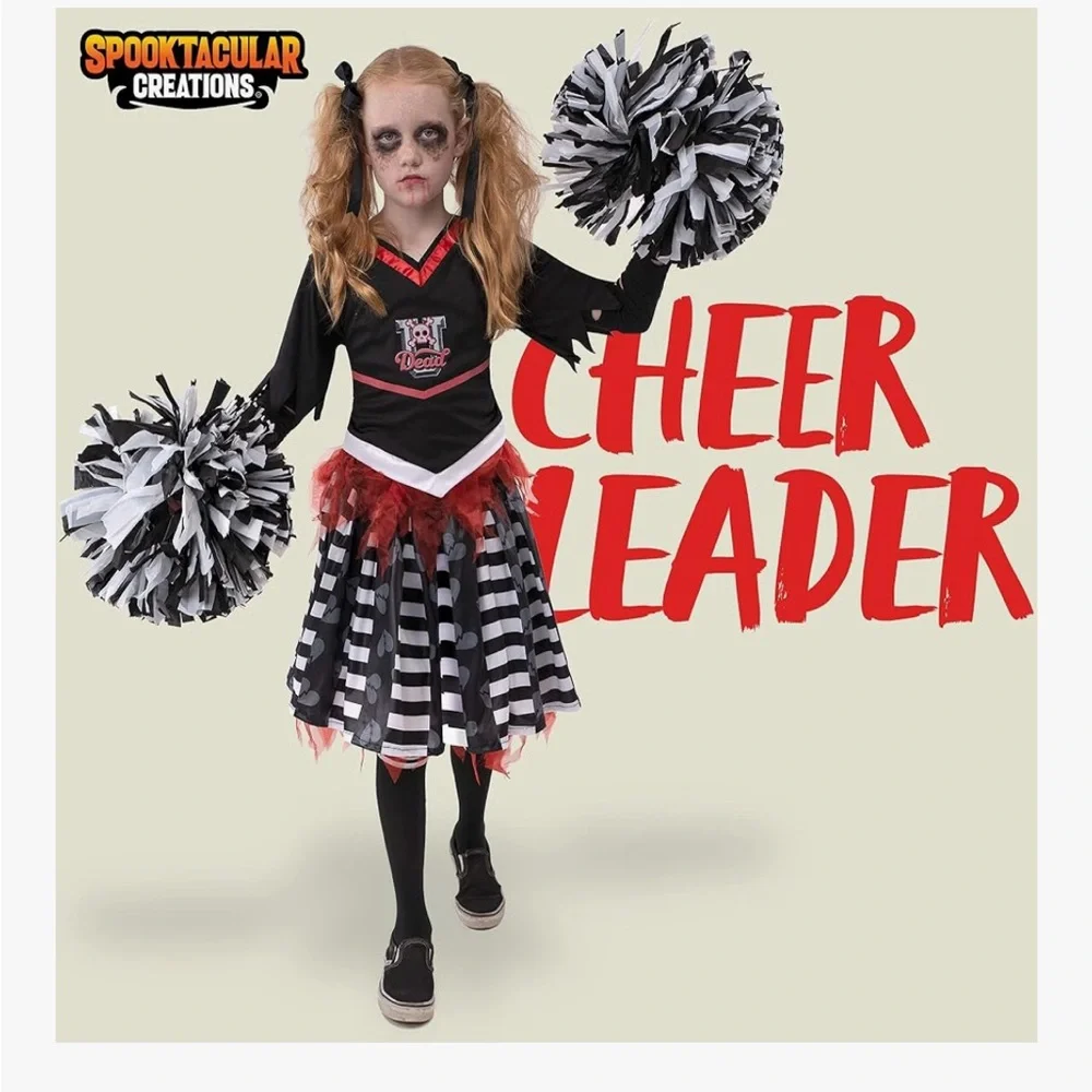 Spooktacular Creations Kids Halloween Cheerleader Costume for Girls Zombie cheer